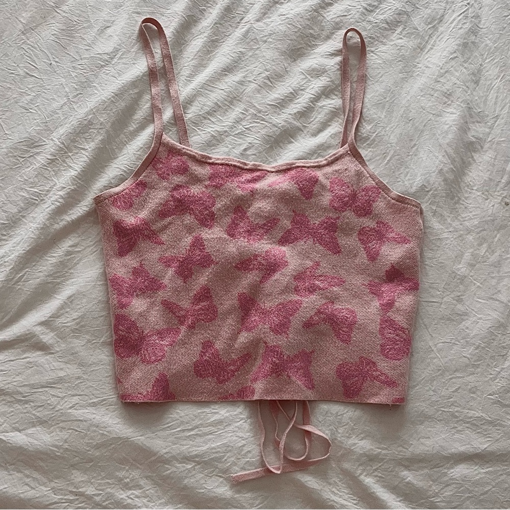 Pacsun | LA Hearts | Butterfly Lace-Up Sweater Tank Top
